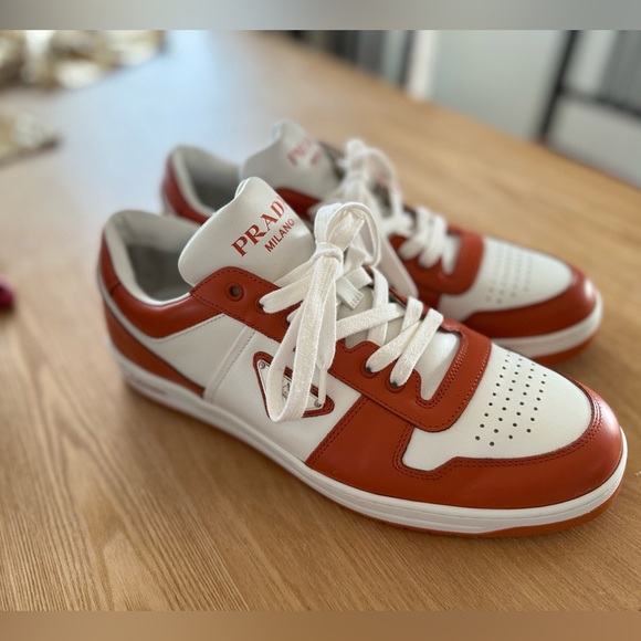 Prada men downtown low sneaker orange (Bianco) size 10.5 (UK 9.5)